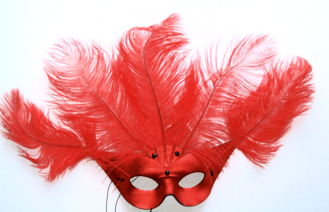 Red Ostrich Logo - SEXY RED OSTRICH FEATHER BURLESQUE STYLE ITALIAN MASK