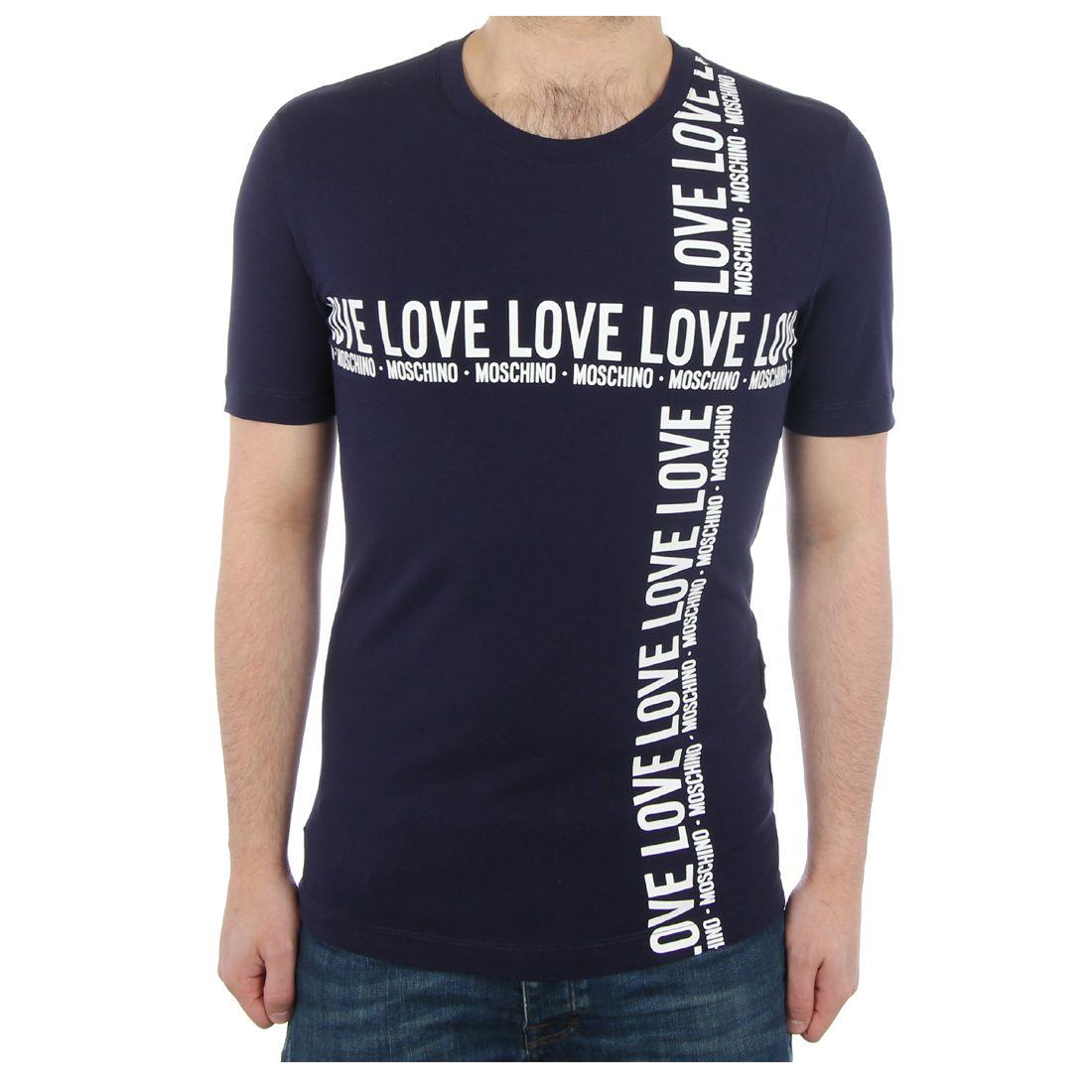 White Cross Clothing Logo - Love Moschino White Cross Logo Navy T-Shirt