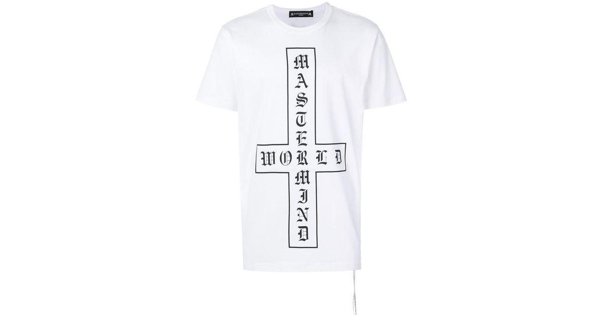 White Cross Clothing Logo - Mastermind Japan Cross Logo Print T Shirt In White For Men