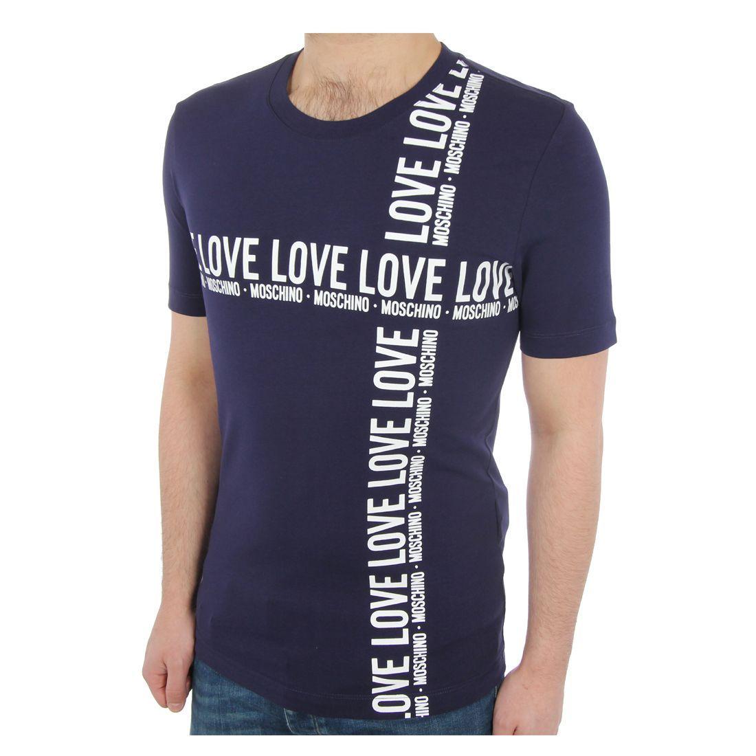 White Cross Clothing Logo - Love Moschino White Cross Logo Navy T-Shirt