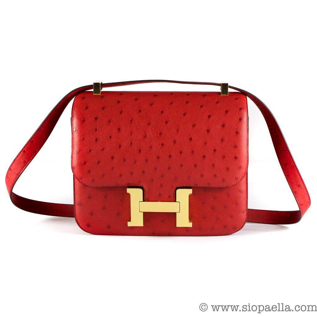 Red Ostrich Logo - Hermès Ostrich Leather Constance Rouge VIF 24 – Siopaella ...