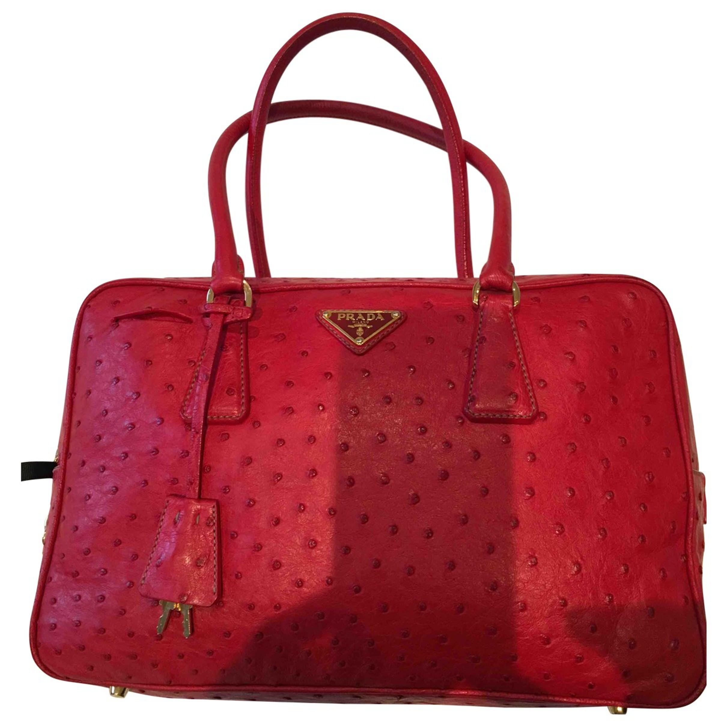 Red Ostrich Logo - Ostrich handbag Prada Red in Ostrich