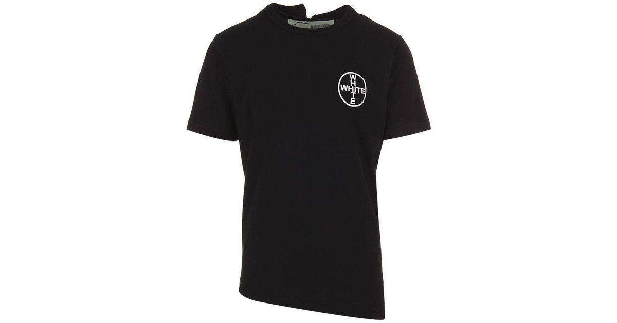 White Cross Clothing Logo - Off White C O Virgil Abloh Asymmetric Logo Cross T Shirt In Black