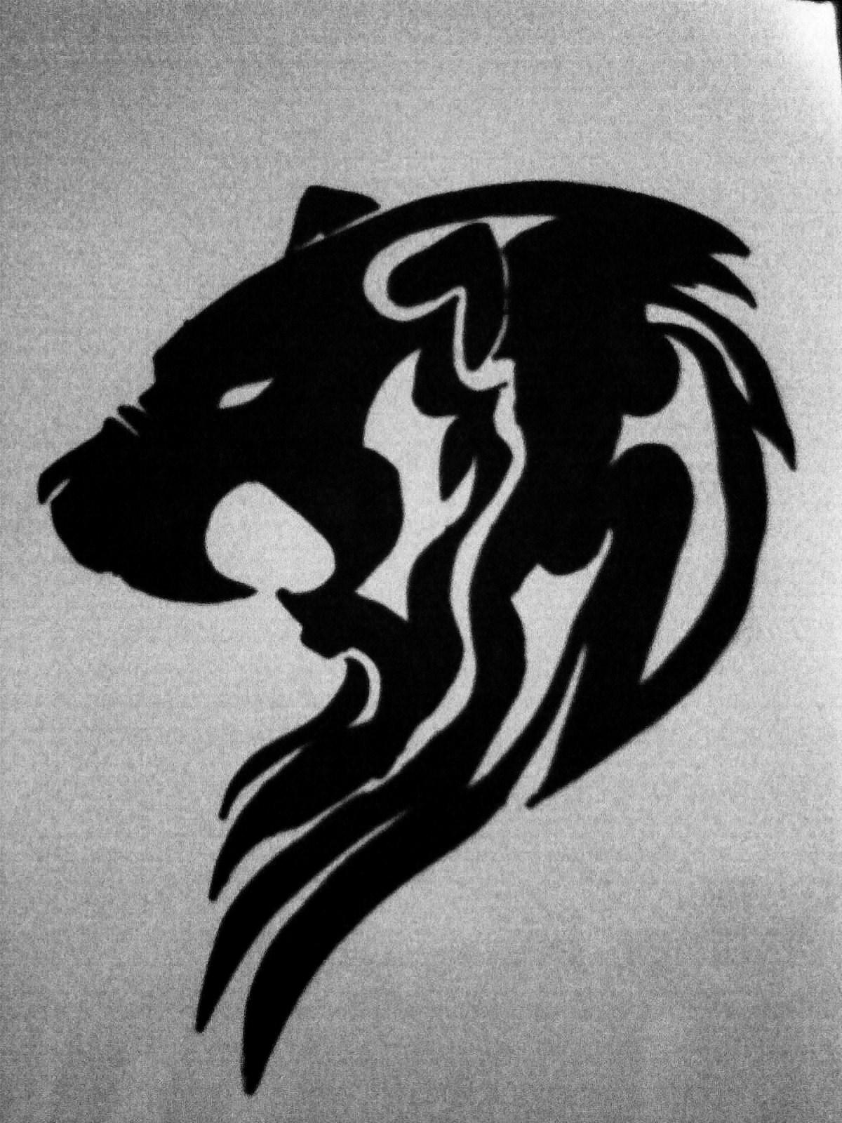 Dark Lion Logo - Black Ink Tribal Lion Head Tattoo Design