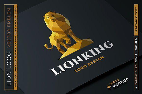 Dark Lion Logo - Polygonal Golden Lion logo Logo Templates Creative Market