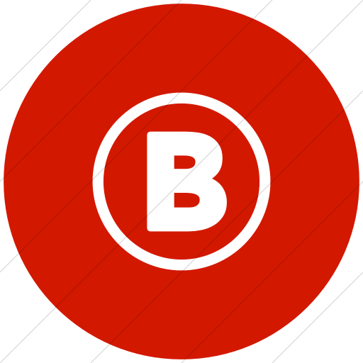 Name for Red Circle with White B Logo - IconsETC » Flat circle white on red encircled capital b icon