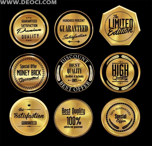 Quality Gold Logo - 9 gold metallic quality stickers EPS downloads - DEOCI.com | Vector ...