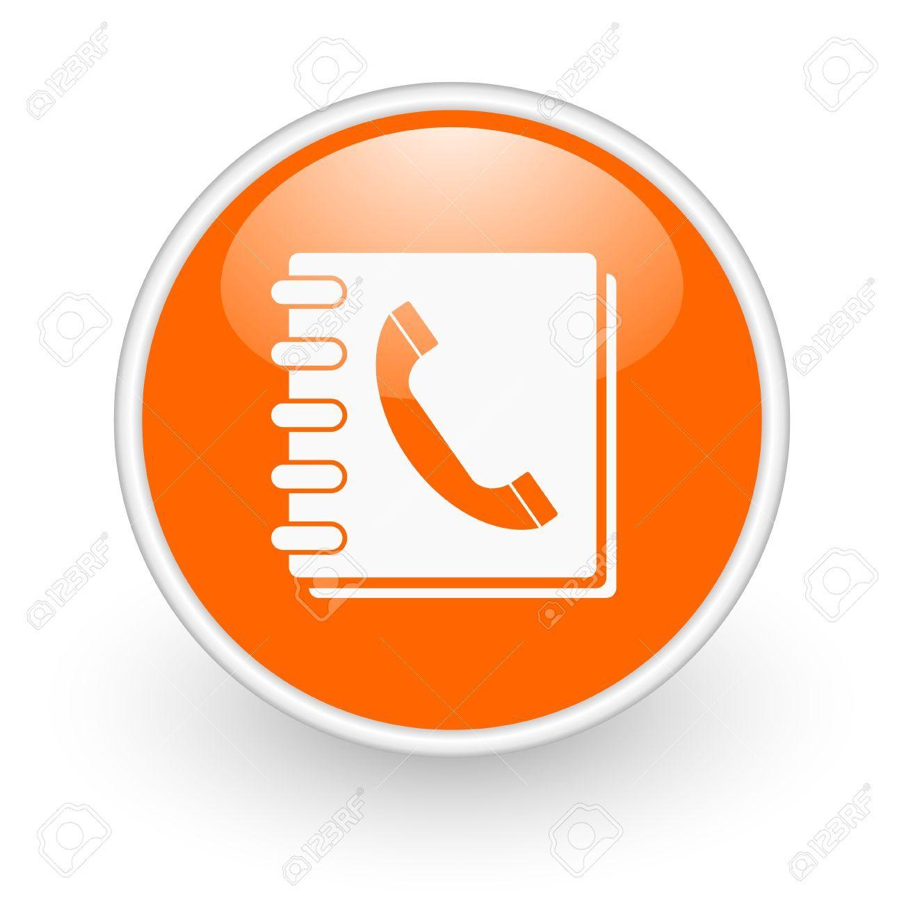 Orange Circle It Logo - 17761264 Phonebook Orange Circle Glossy Web Icon On White Background