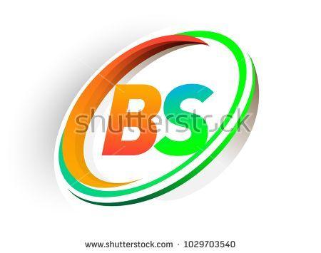 Orange Circle It Logo - initial letter BS logotype company name colored orange and green ...