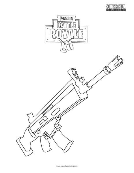 Coloring Fortnite Battle Royale Logo - Fortnite SCAR Coloring Page Fun Coloring