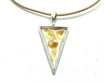 Silver C Yellow Triangle Logo - Yellow triangle necklace