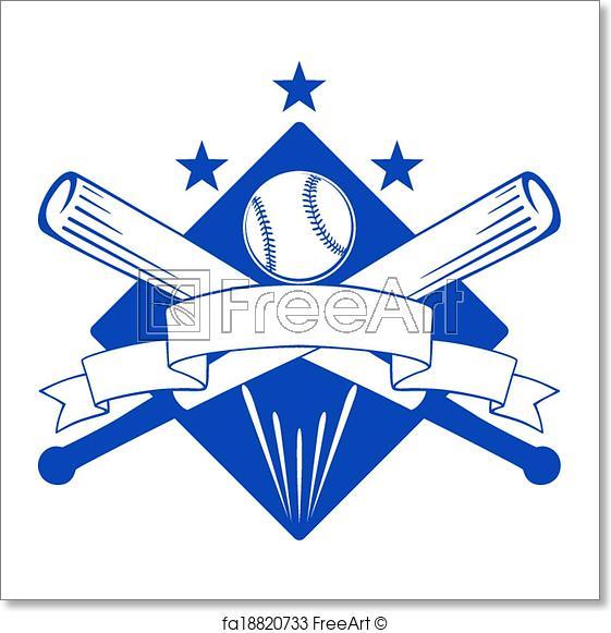Baseball Crossed Bats Logo - Free art print of Championship or league baseball emblem ...
