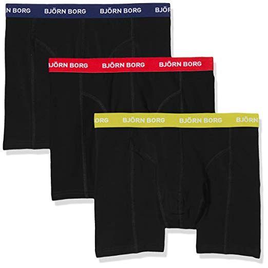 Black N Red and Yellow Logo - Bjorn Borg 3 Pack Classic Logo Men's Boxer Trunks, Black With Blue