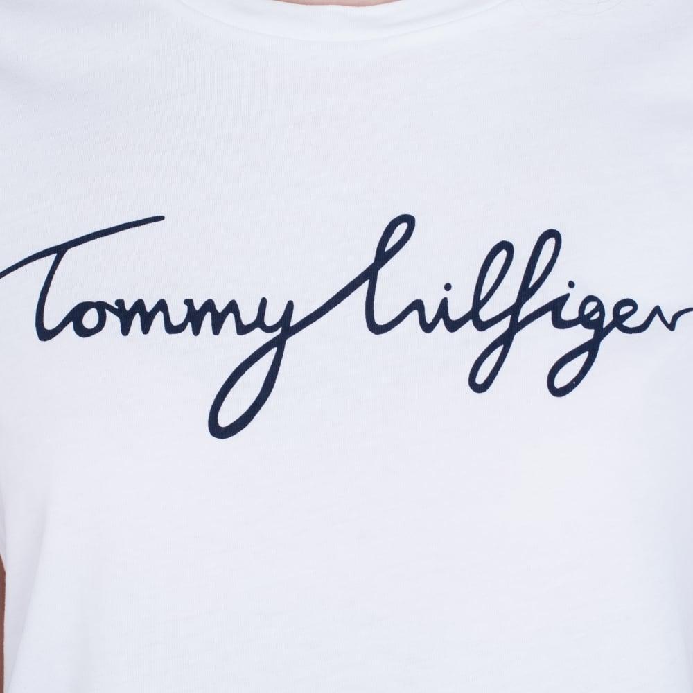 Tommy Logo - Tommy Hilfiger Aila Crew Neck Tommy Logo T Shirt White 22406100