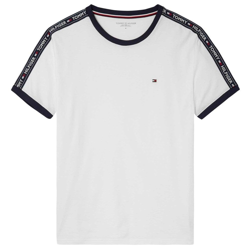 Tommy Logo - Tommy Hilfiger Logo Tape Crew Neck T-Shirt, White