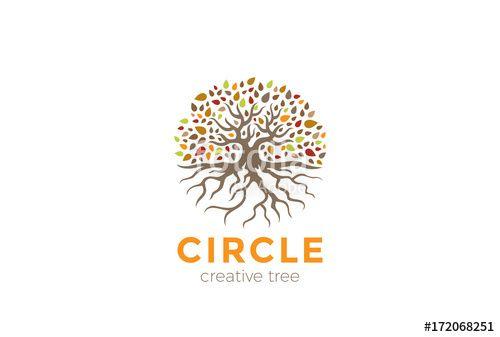 Tree Roots Logo - Circle Tree Roots Logo vector. Garden Natural Eco Organic icon ...