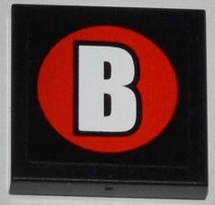 Red Circle White B Logo - BrickLink - Part 3068bpb0760 : Lego Tile 2 x 2 with White 'B' in Red ...