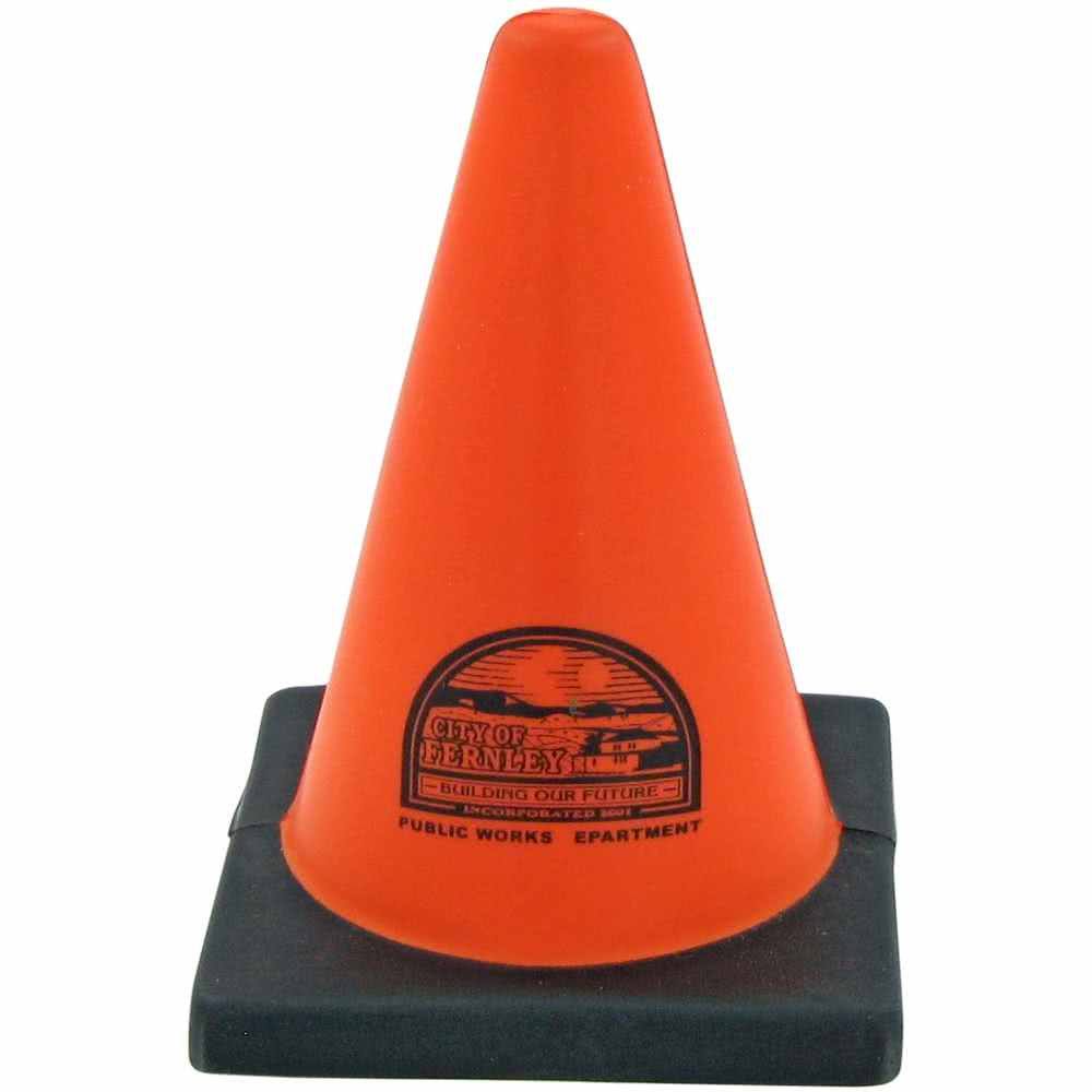 Construction Cone Logo - Promotional Construction Cone Stress Toys with Custom Logo for $1.58 Ea