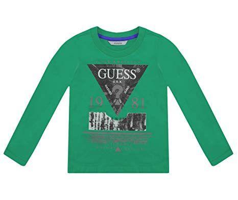 Green Triangle Logo - Guess Boys Green Triangle Logo Long Sleeve T-Shirt 5 Years: Amazon ...