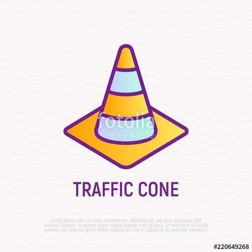 Construction Cone Logo - Traffic cone thin line icon. Modern vector illustration of plastic ...