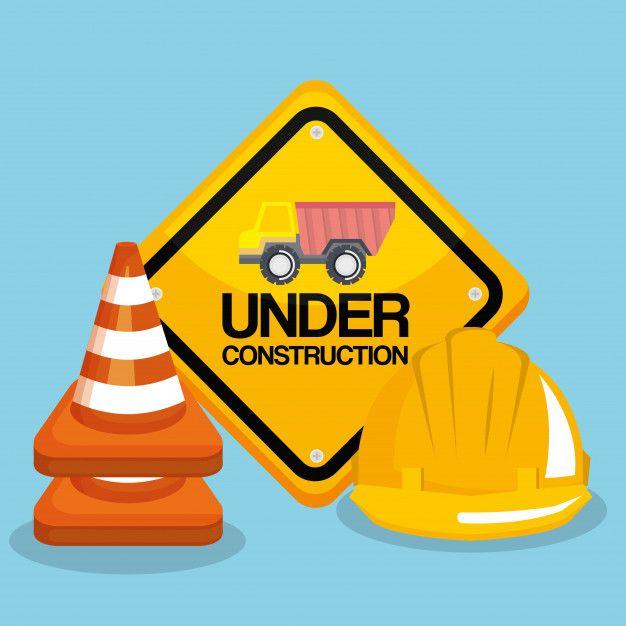 Construction Cone Logo - Under construction road sign helmet and traffic cone Vector ...