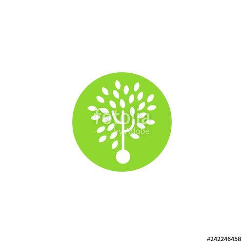 Tree Inside Circle Logo - Tree and leaves logo icon inside green rounded circle frame