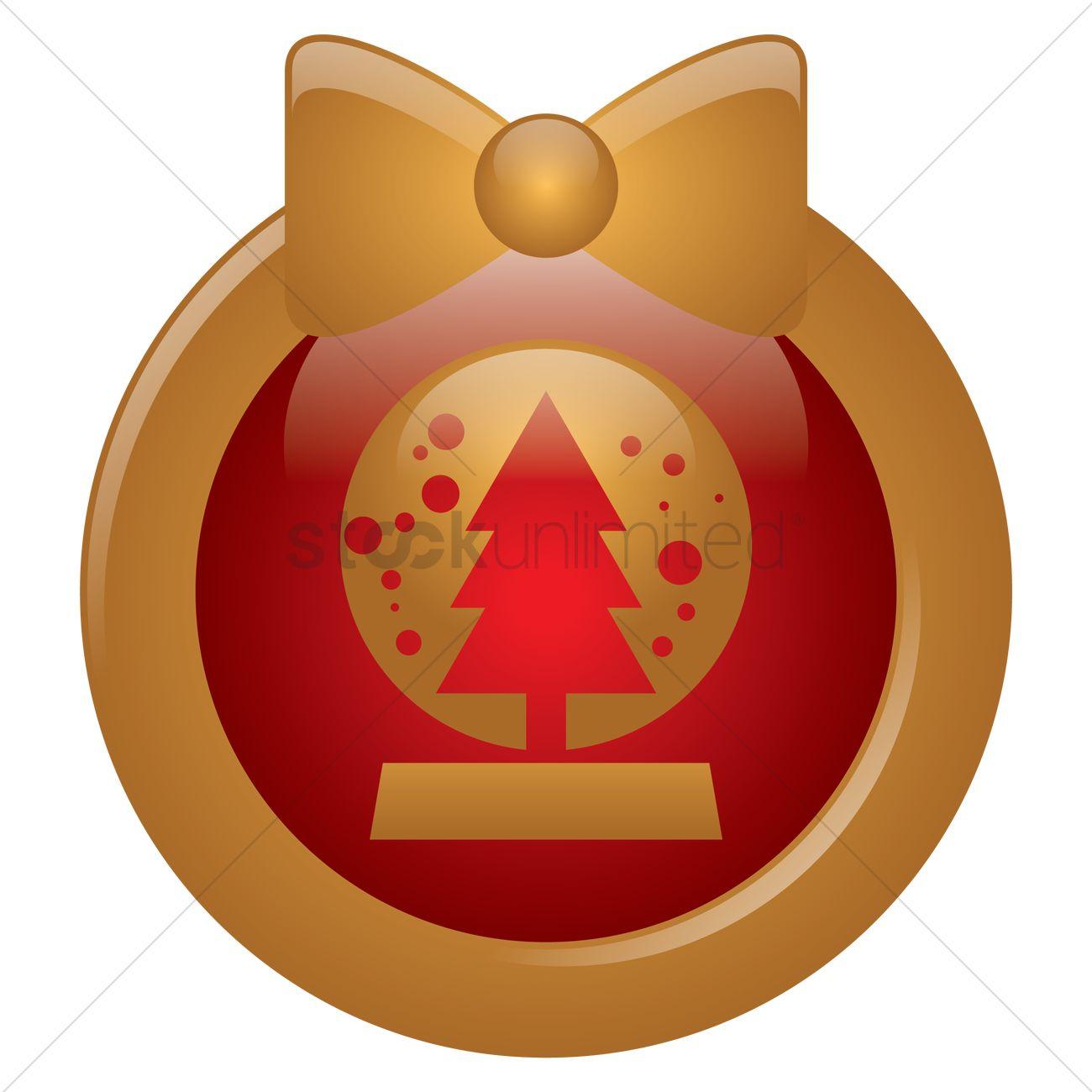 Tree Inside Circle Logo - Snowglobe with christmas tree inside button Vector Image - 1441668 ...