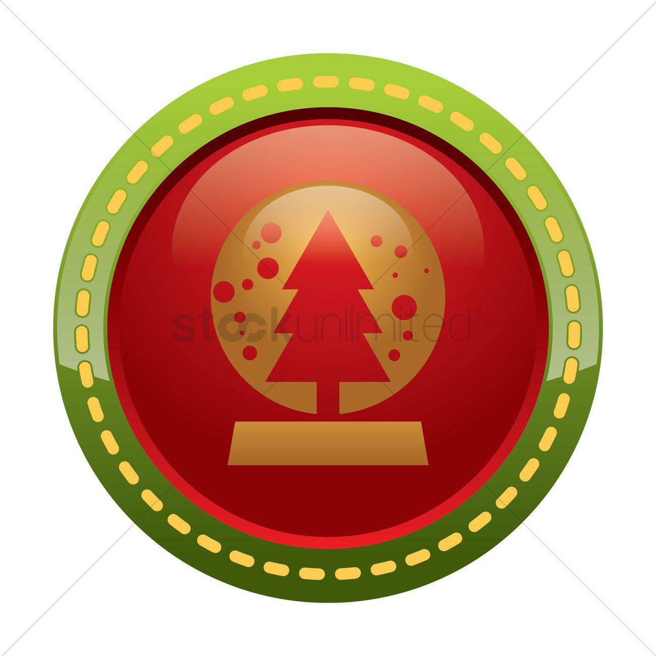 Tree Inside Circle Logo - Snowglobe with christmas tree inside button Vector Image - 1441660 ...