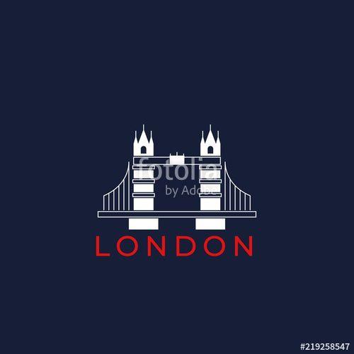 Famous Blue and White Logo - Vector illustration of the famous landmark of London. Modern line ...