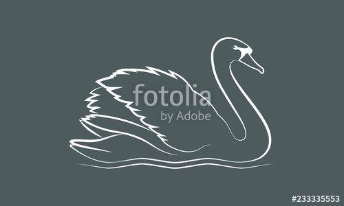 Gray Swan Logo - Symbol swan. Isolated sign or icon white swan on gray background