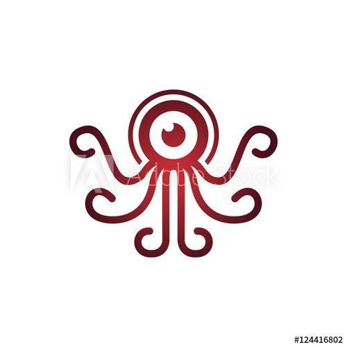 Red Octopus Logo - Red Octopus Squid with Long Tentacles Mascot Logo - Buy this stock ...