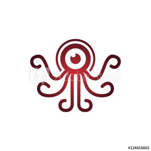 Red Octopus Logo - Red Octopus Squid with Long Tentacles Mascot Logo - Buy this stock ...