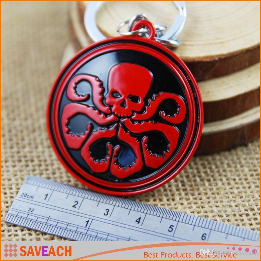 Red Octopus Logo - The Avengers Captain America Hydra Shield Metal Key Chain Toy
