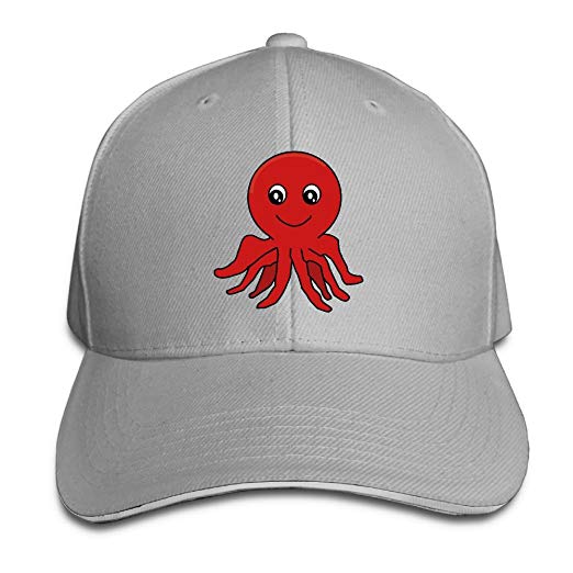 Red Octopus Logo - Unisex Sandwich Peaked Cap Red Octopus Logo Fashion Design ...