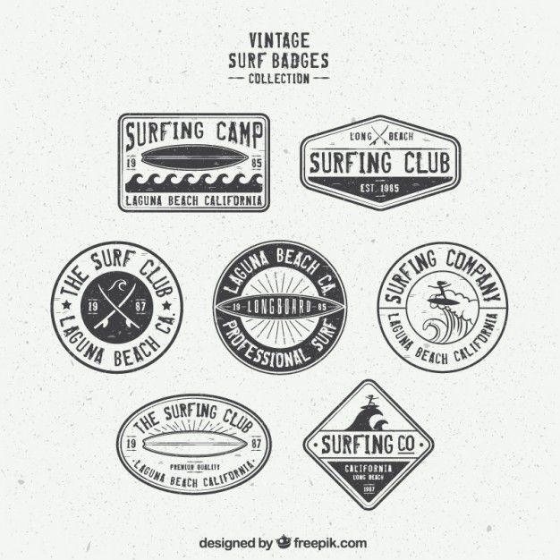 Old Surf Company Logo - Collection of retro surf badge Vector