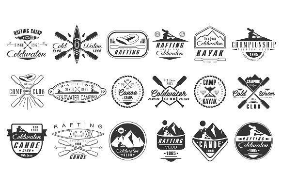Kayak Logo - Kayak and canoe emblems Logo Templates Creative Market