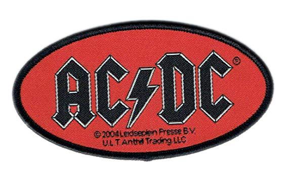 Red Oval Sports Logo - AC/DC Logo Red Oval Patch Brand New Official: Amazon.co.uk: Clothing