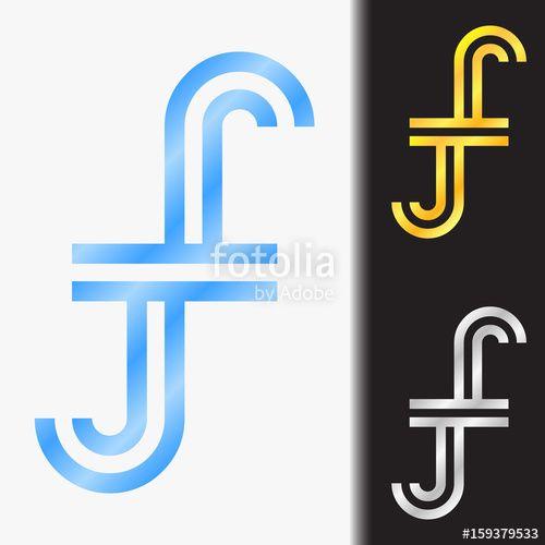 Lower Case Letters Blue and Silver Logo - Initial letter JJ premium blue metallic rotated lowercase logo
