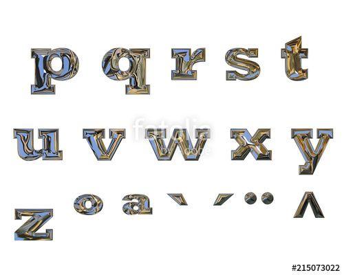 Lower Case Letters Blue and Silver Logo - Lowercase letters from 'p' to 'z' and spelling signs, made