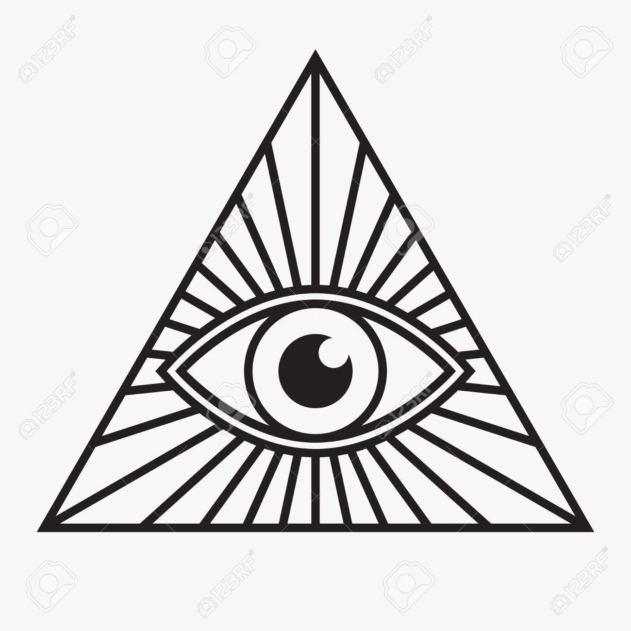 Black and White Triangle with Eye Logo - All seeing eye symbol, vector illustration | Patterns for WCIP ...