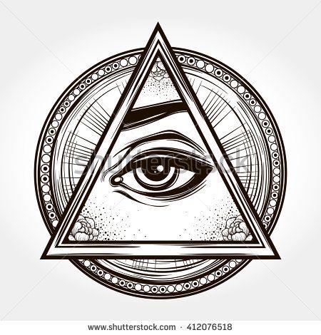 Black and White Triangle with Eye Logo - Collection of 25+ Black And White Eye Pyramid Tattoo On Hand