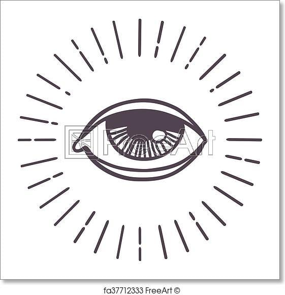 Black and White Triangle with Eye Logo - Free art print of Eye sun vector symbol. All seeing eye symbol