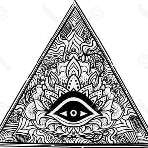 Black and White Triangle with Eye Logo - Stock Illustration All Seeing Eye Symbol Vector