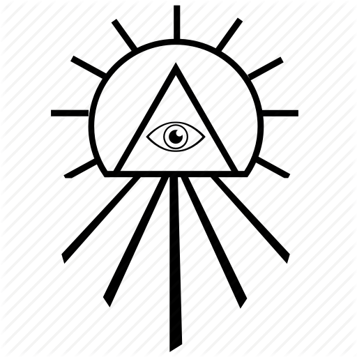 Black and White Triangle with Eye Logo - Eye, illuminati, pyramid, see, shine, triangle icon