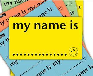 Name Blue Red Yellow-Green Logo - 80 Coloured Name Labels Stickers Badges MY NAME IS Red Yellow Green ...