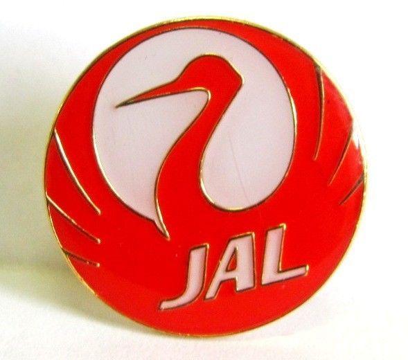 Red Bird Jal Logo - JAL Japanese Airlines Airways Crane Round Logo Aviation Pin