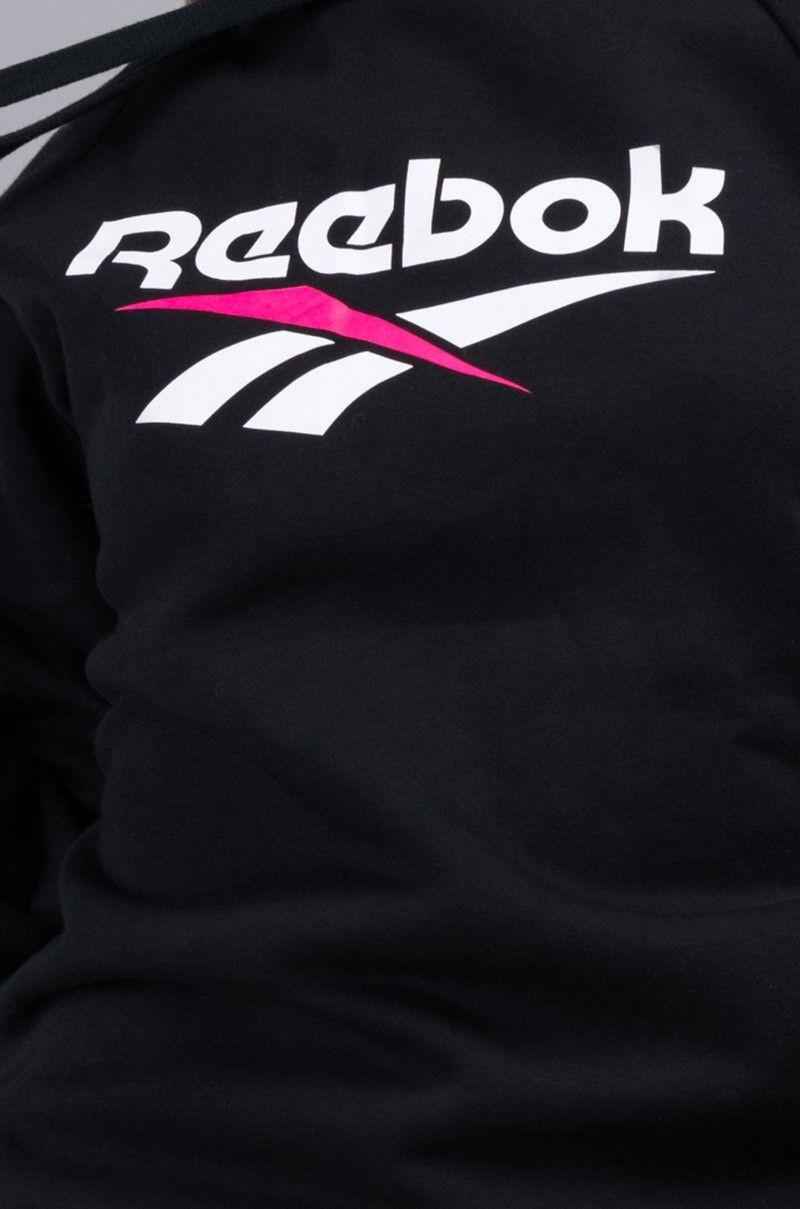 Reebok Vector Logo - Reebok Vector Logo Pullover Hoodie with Drawstring Neckline in Black