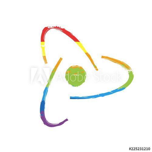 Green Rainbow Yellow Red Blue Logo - scientific atom symbol, abstract creative logo, simple icon. Drawing ...