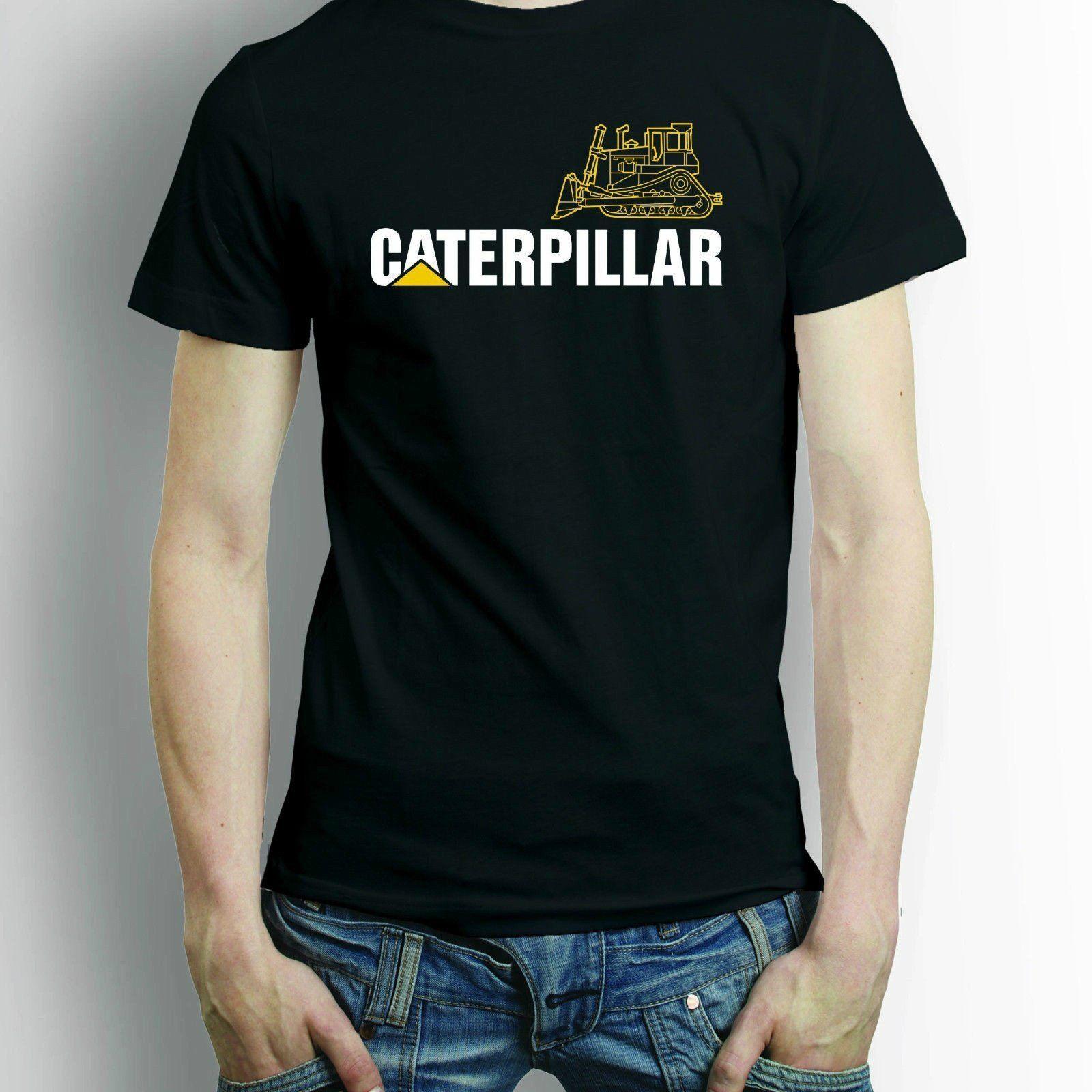 Black Caterpillar Logo - Man New Cat Caterpillar Logo Black Cotton T Shirt Tops