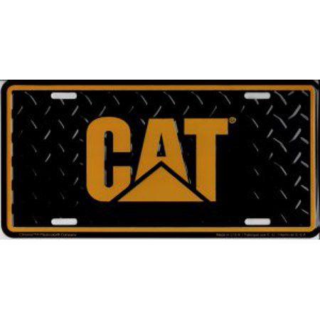 Black Caterpillar Logo - Caterpillar Logo On Black Diamond Plate License Plate